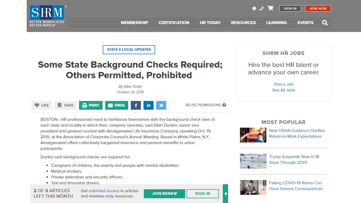 Some State Background Checks Required; Others Permitted, Prohibited - SHRM