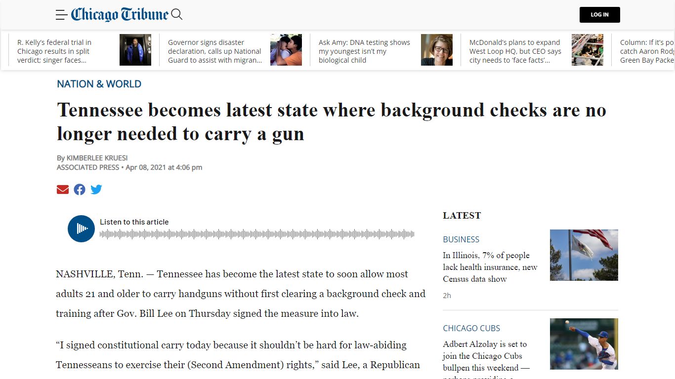 Background checks no longer required for Tennessee gunowners